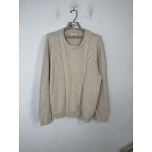 Old Navy Mens Sweater XXL Beige Cable Knit Fisherman Coastal Heavyweight Dad